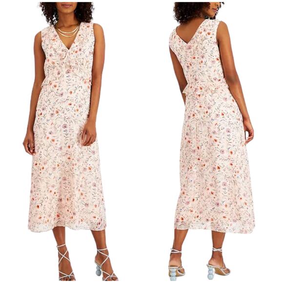 INC International Concepts Dresses & Skirts - INC International Concepts NWT Ruffled Midi Dress Floral Sleeveless Size 6 Pink